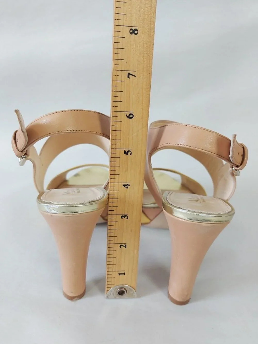 MaxMara T-strap Peep-toe Platform Heel Two Tone Buckle Slingback Sandals 38 EU